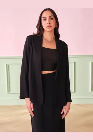AND Women Shawl Collar Solid Casual Tailored Jacket
