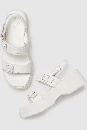 Marc Loire Women PU Platform Sandals with Buckles