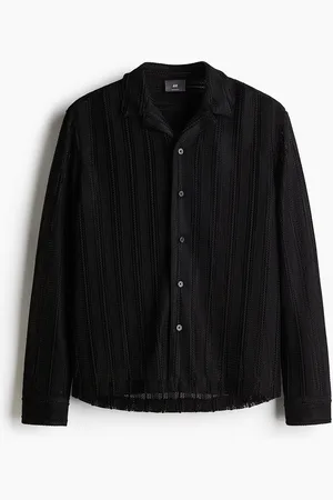 H&M Men Regular Fit Hole-Knit Resort Shirt