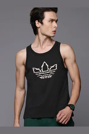 adidas Sleeveless Brand-Logo Printed Pure Cotton T-shirt