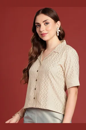 Anouk Geometric Embroidered Cotton Shirt Style Top