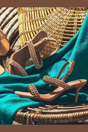 SAINT G. Embellished Open Toe Leather Block Heels