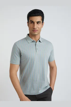 Park Avenue Men Striped Polo Collar Cotton T-shirt
