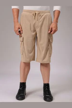 The Indian Garage Co Men Loose Fit Ribbed Cargo Shorts