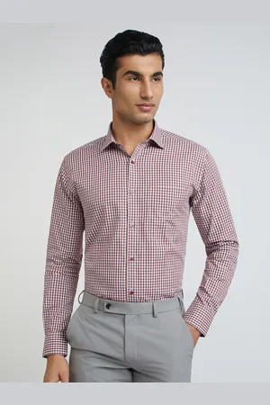 Park Avenue Men Pure Cotton Slim Fit Opaque Checked Formal Shirt