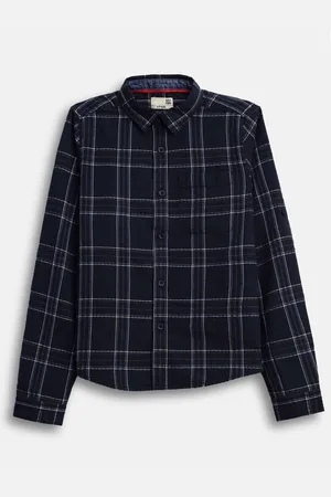 BONKIDS Boys Spread Collar Tartan Checked Cotton Casual Shirt