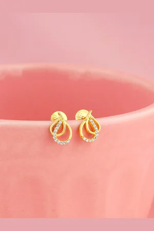 GIVA 925 Sterling Silver Gold Plated Contemporary Stud Earrings