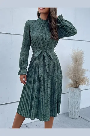 HERE&NOW Women Abstract Printed Puff Sleeves A-Line Dress