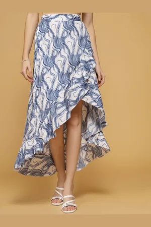 OOMPH Women Abstract Printed Wrap Midi Skirts
