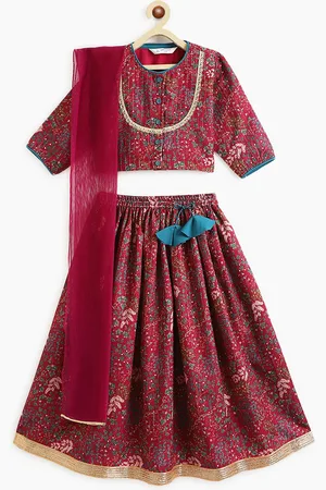 Campana Girls Floral Printed Sequinned Ready to Wear Lehenga & Blouse With Dupatta