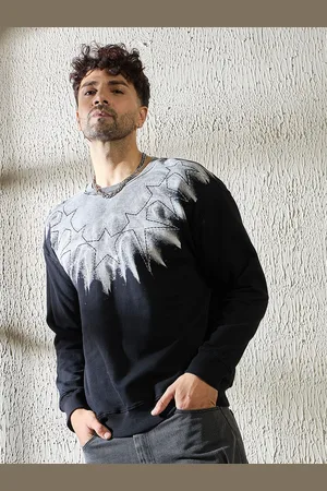 FUGAZEE Men Cotton Geometric Embroidered Pullover Sweatshirt