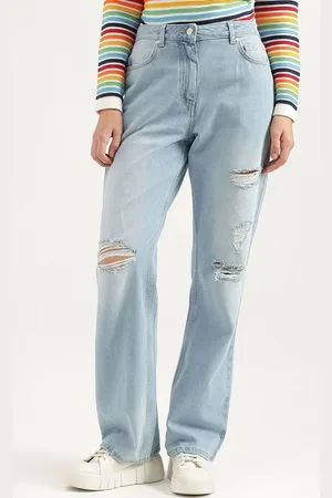 Benetton Women Straight Fit High-Rise Jeans