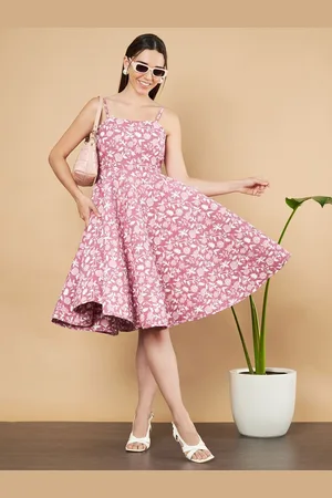 Kalini Floral Print Fit & Flare Midi Cotton Dress