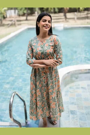 Hay Abstract Printed Round Neck Anarkali Liva Kurta