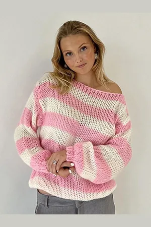 LULU & SKY Women Striped Off-Shoulder Pullover