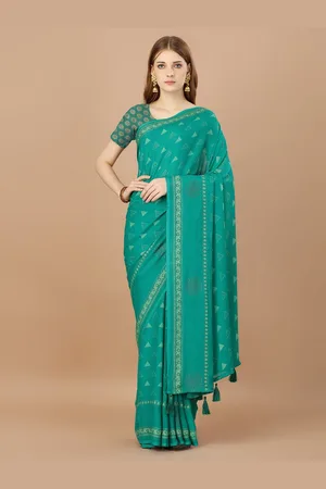 DIVASTRI Women Ethnic Motifs Beads and Stones Designer Saree With Blouse Piece