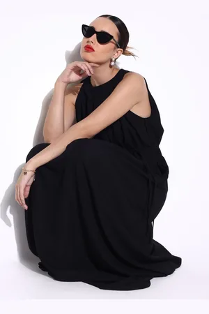 SHOWOFF Women Cotton Halter Neck Fit & Flare Maxi Dress