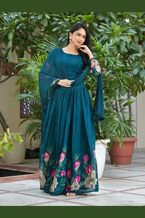 AKS Floral Printed Ready to Wear Lehenga & Blouse With Dupatta