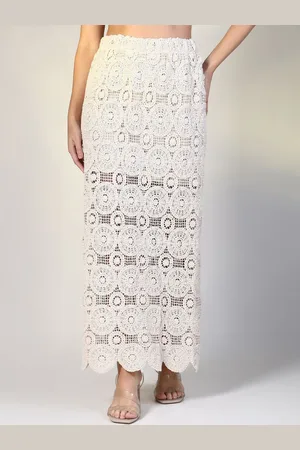 SHOWOFF Women Acrylic Straight Maxi Crochet Skirt