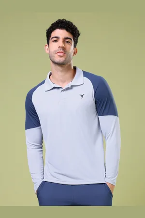 TECHNOSPORT Men Colourblocked Polo Collar Anti Static Slim Fit T-shirt