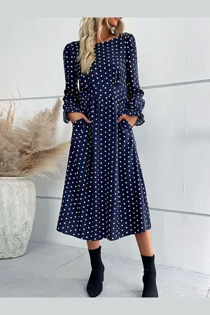 HERE&NOW Women Polka Dot Printed Fit & Flare Dress