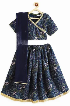Campana Girls Printed Sequinned Ready to Wear Lehenga & Blouse With Dupatta