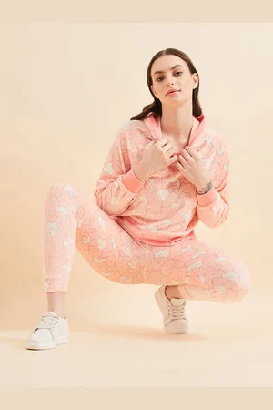 Sweet Dreams Peach Coloured Conversational Printed Hooded Tracksuits