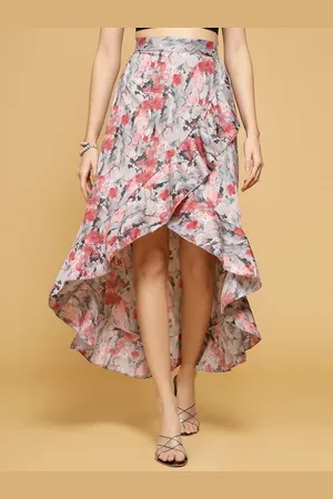OOMPH Women Abstract Printed High-Low Skirt