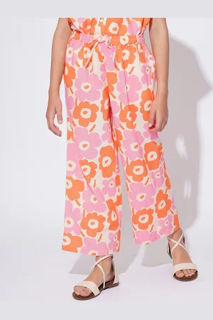 VERO MODA Girls Floral Printed Straight Fit Trousers