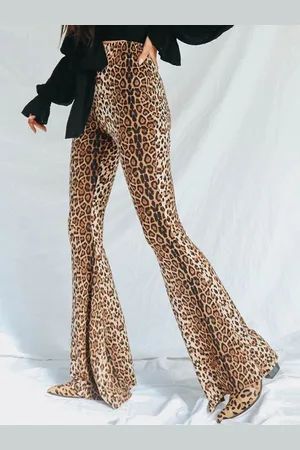LULU & SKY Women Animal Printed Flared High-Rise Trousers