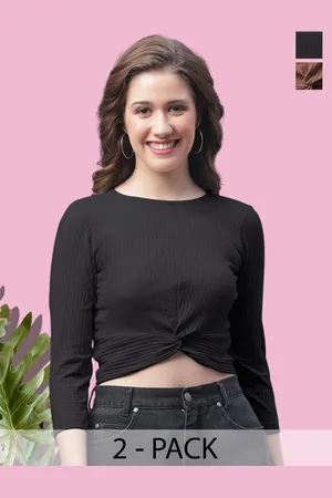FBAR Women Pack of 2 Cotton Crop Top