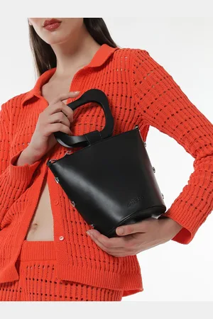 Campus Sutra Women Leather Bucket Handheld Bag with Tasselled