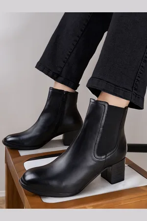 BXXY Women Faux Zipper High Ankle Boots and Chelsea Boot