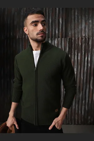 High Star Men Solid Mock Collar Pullover