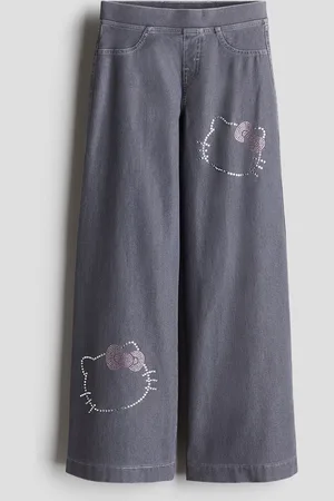 H&M Girls Mid-Rise Wide Trousers