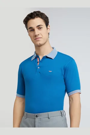 Park Avenue Men Solid Polo Collar Cotton T-shirt