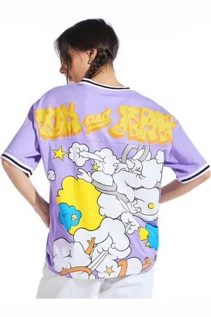 Bewakoof Women Graphic Printed V-Neck Cotton Oversized Tom & Jerry T-shirt