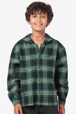 BONKIDS Boys Hood Checked Cotton Casual Shirt