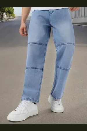 URBANO Men Loose Baggy Fit Cut and Sew Panelled Jeans