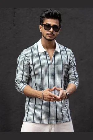 Powerlook Men Striped Polo Collar T-shirt