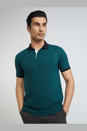 Park Avenue Men Contrast Polo Collar Brand Logo Printed Slim Fit T-shirt