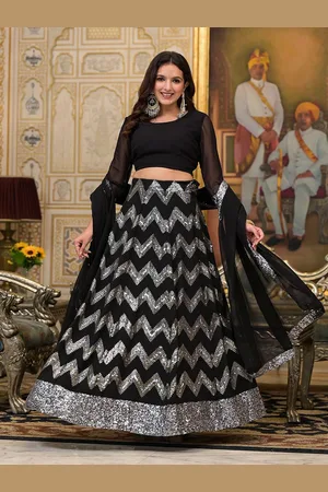 AKS Embellished Sequinned Ready to Wear Lehenga & Blouse With Dupatta