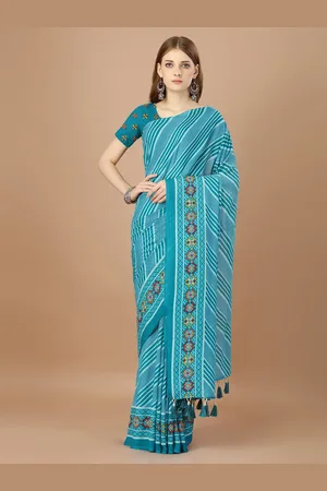 DIVASTRI Women Leheriya Printed Designer Saree With Blouse Piece