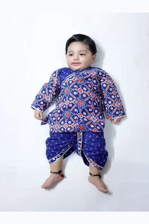 BownBee Boys Geometric Printed Straight Kurta With Dhoti
