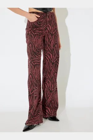 Koton Women Printed Cotton Bootcut Trousers