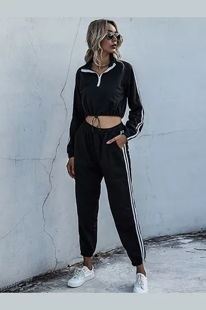 HERE&NOW Black Shirt Collar Top & Joggers