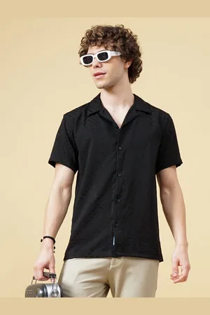 PAUL STREET Men Club Cuban Collar Textured Slim Fit Casual Shirt