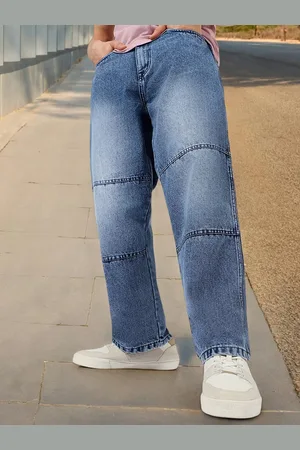 URBANO Men Loose Baggy Fit Cut and Sew Non-Stretchable Panelled Jeans