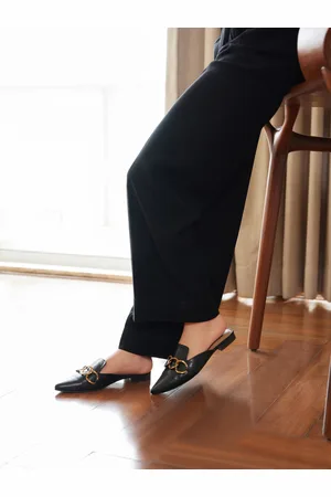 CAÏ Women Black Embellished Mules Flats