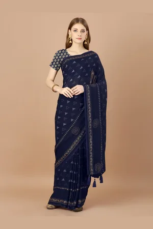 DIVASTRI Women Ethnic Motifs Beads and Stones Designer Saree With Blouse Piece